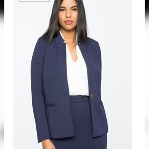 Eloquii The Ultimate Stretch One Button Blazer In Navy Blue Size 16